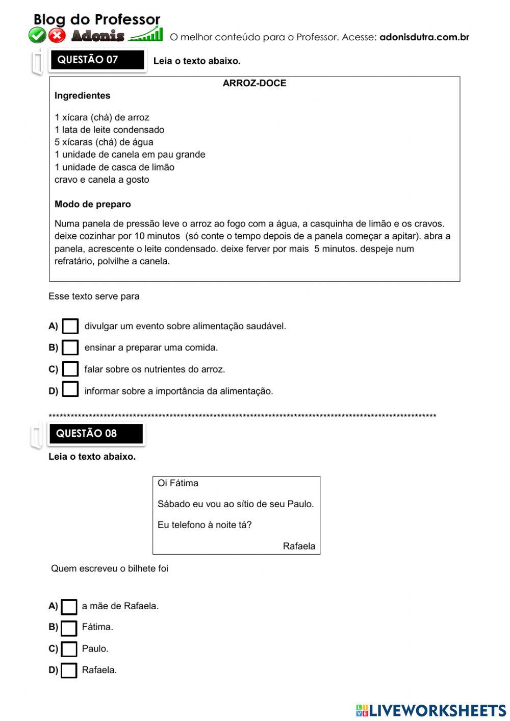 Simulado de português