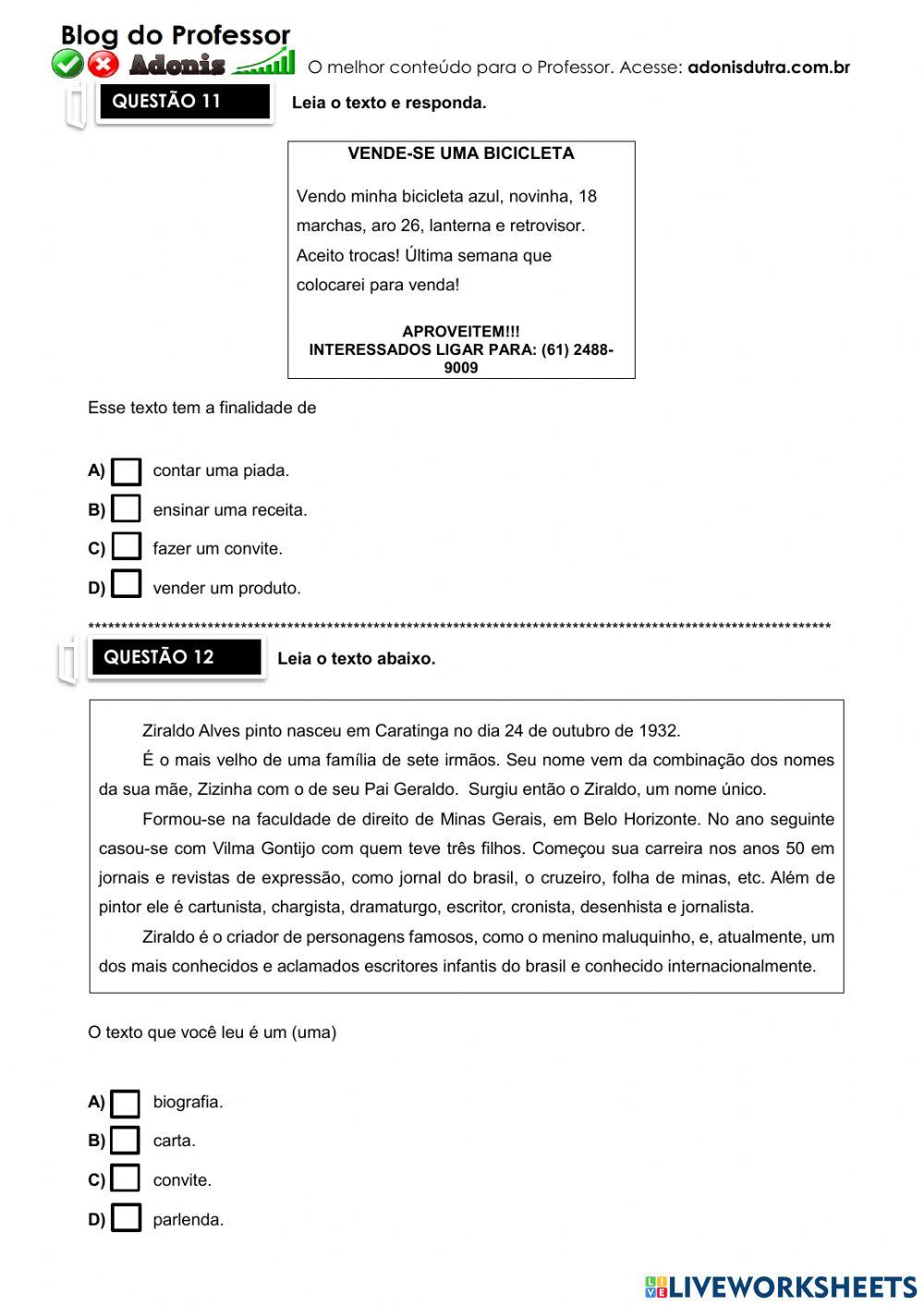 Simulado de português