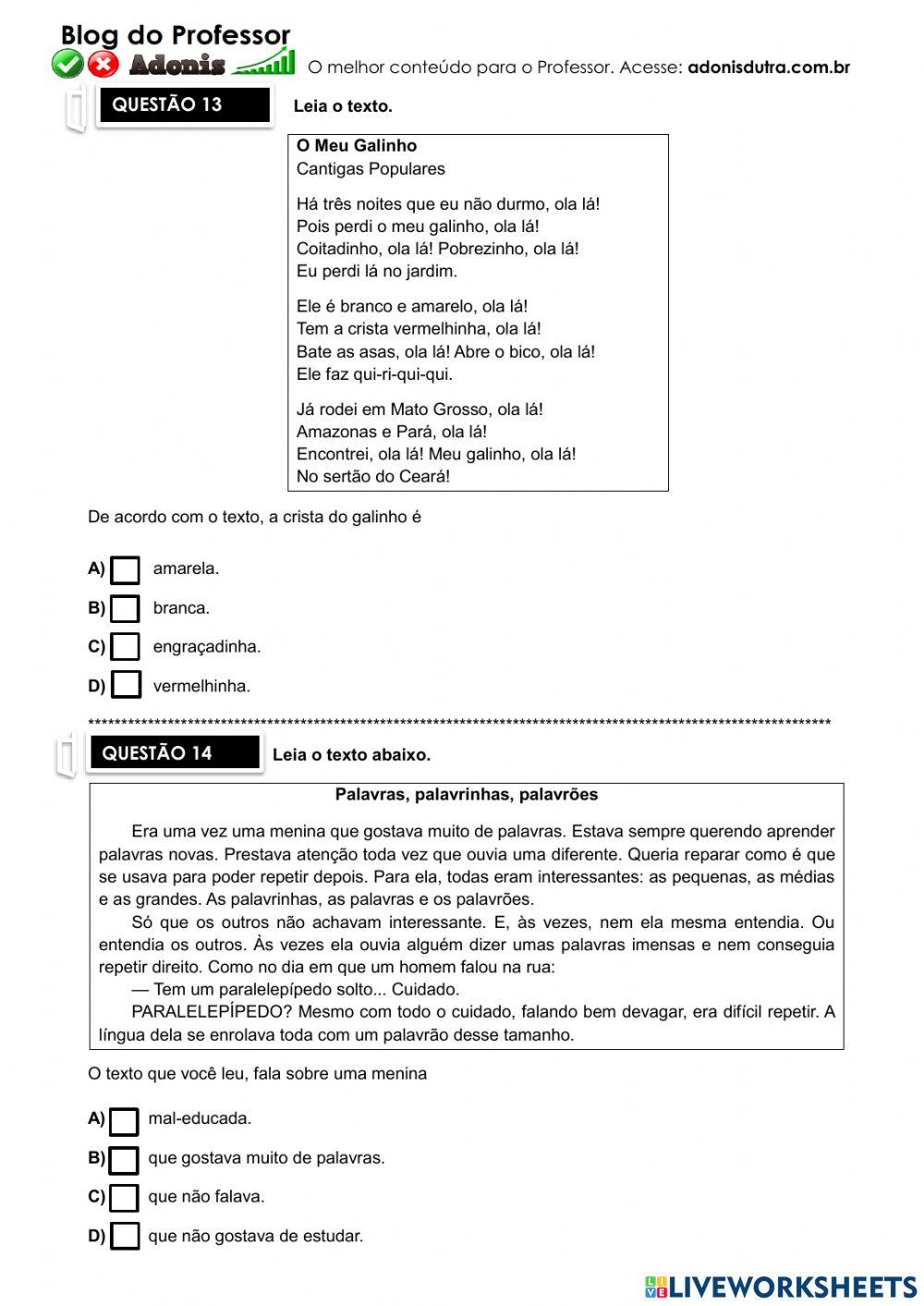 Simulado de português