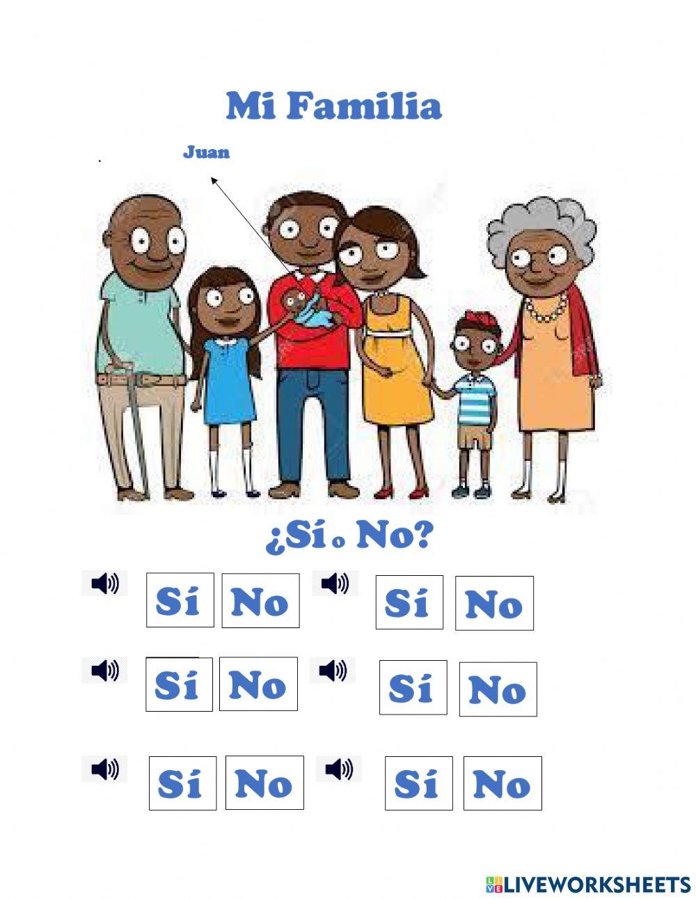 La familia online exercise for K | Live Worksheets