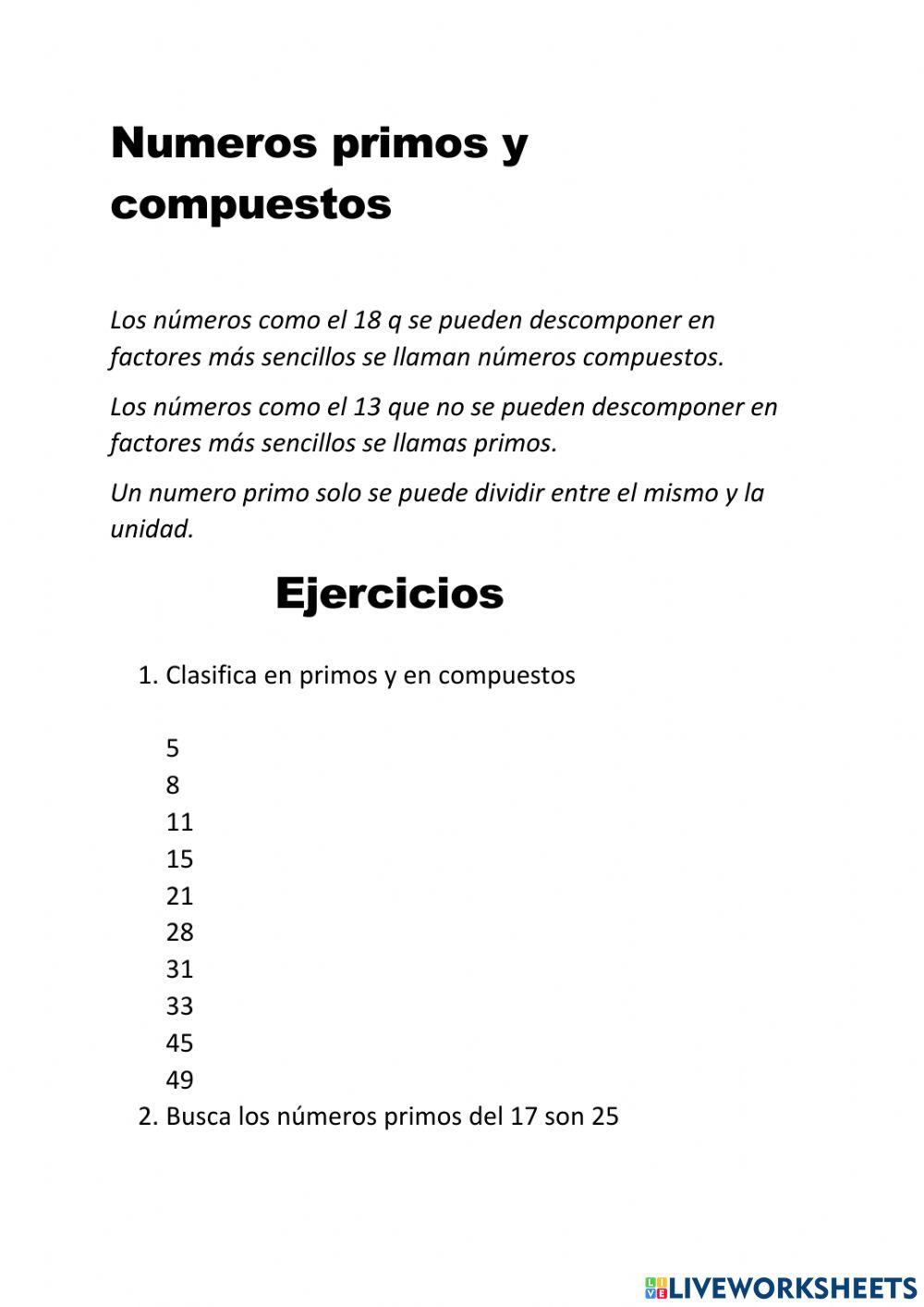 Numeros primos y compuestos