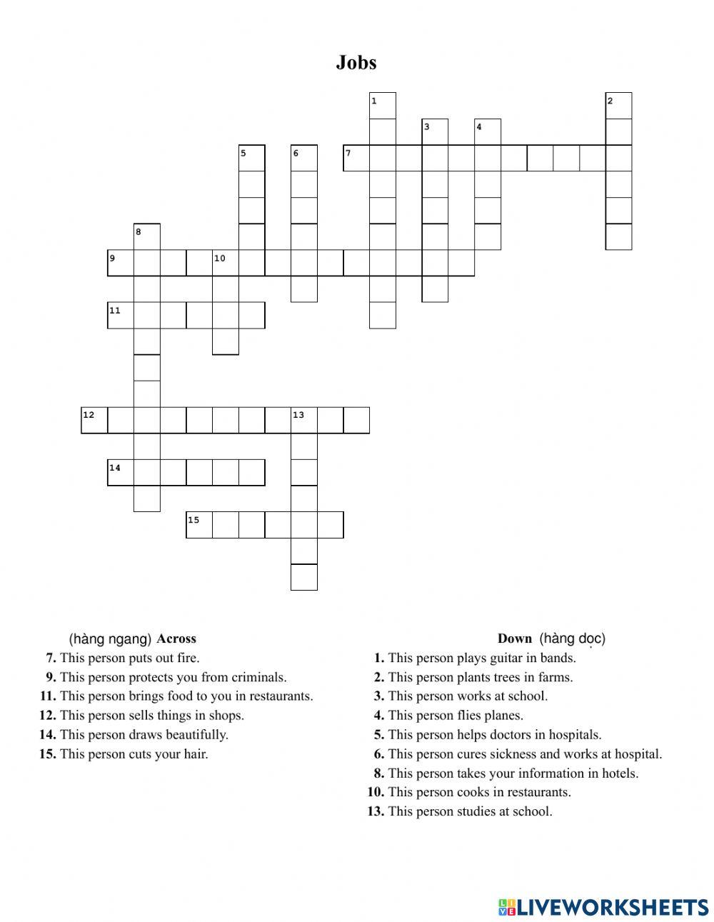 1605690 Jobs crossword mia306 LiveWorksheets