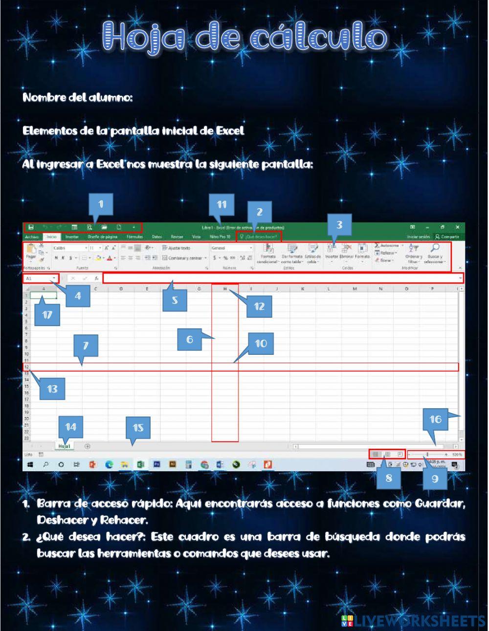 Partes de Excel