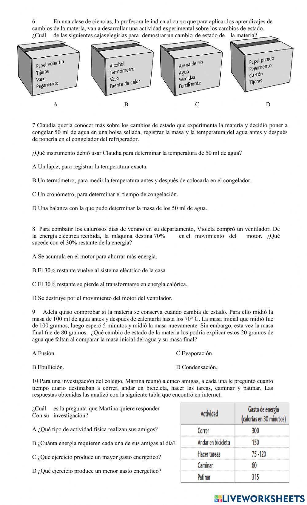 Cambios de estado de la materia