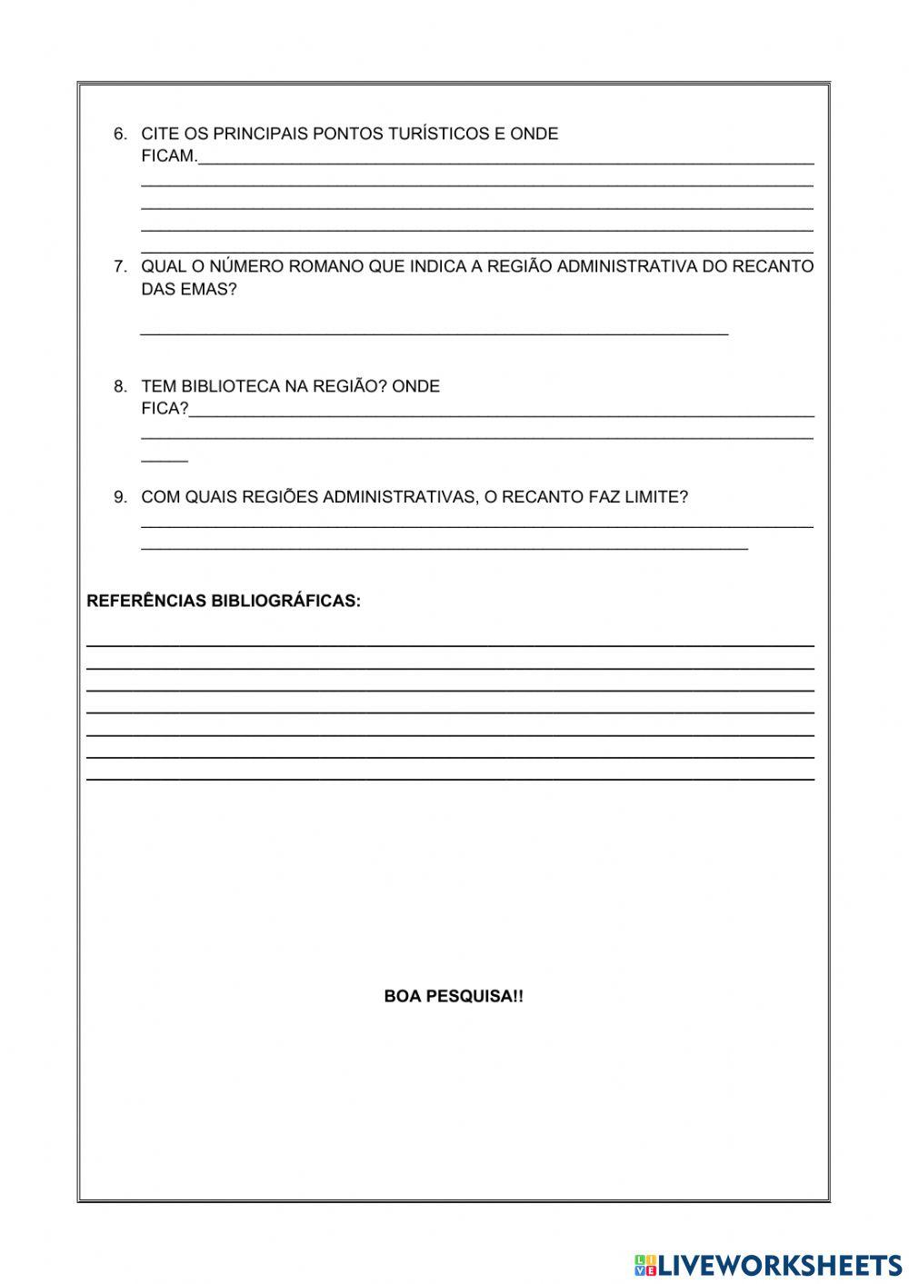 Atividade interdisciplinar Atividade interdisciplinar