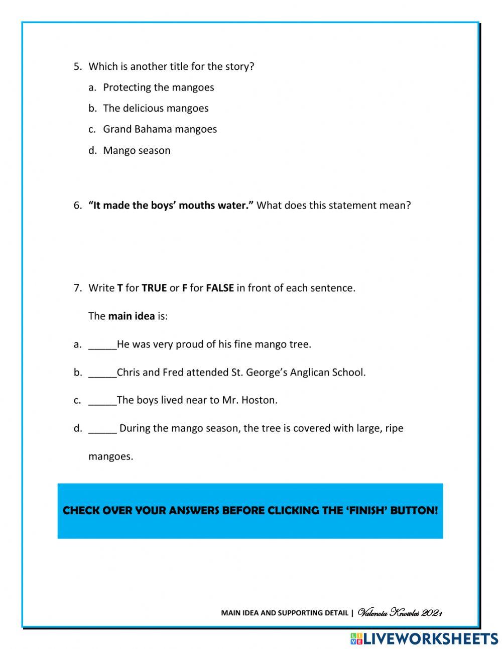 Main idea and supporting details