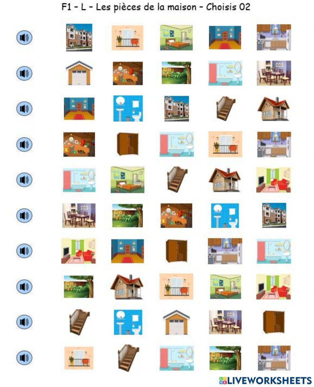 F1 - L - Les pièces de la maison - Choisis 02 F1 - L - Les pièces de la maison - Choisis 02