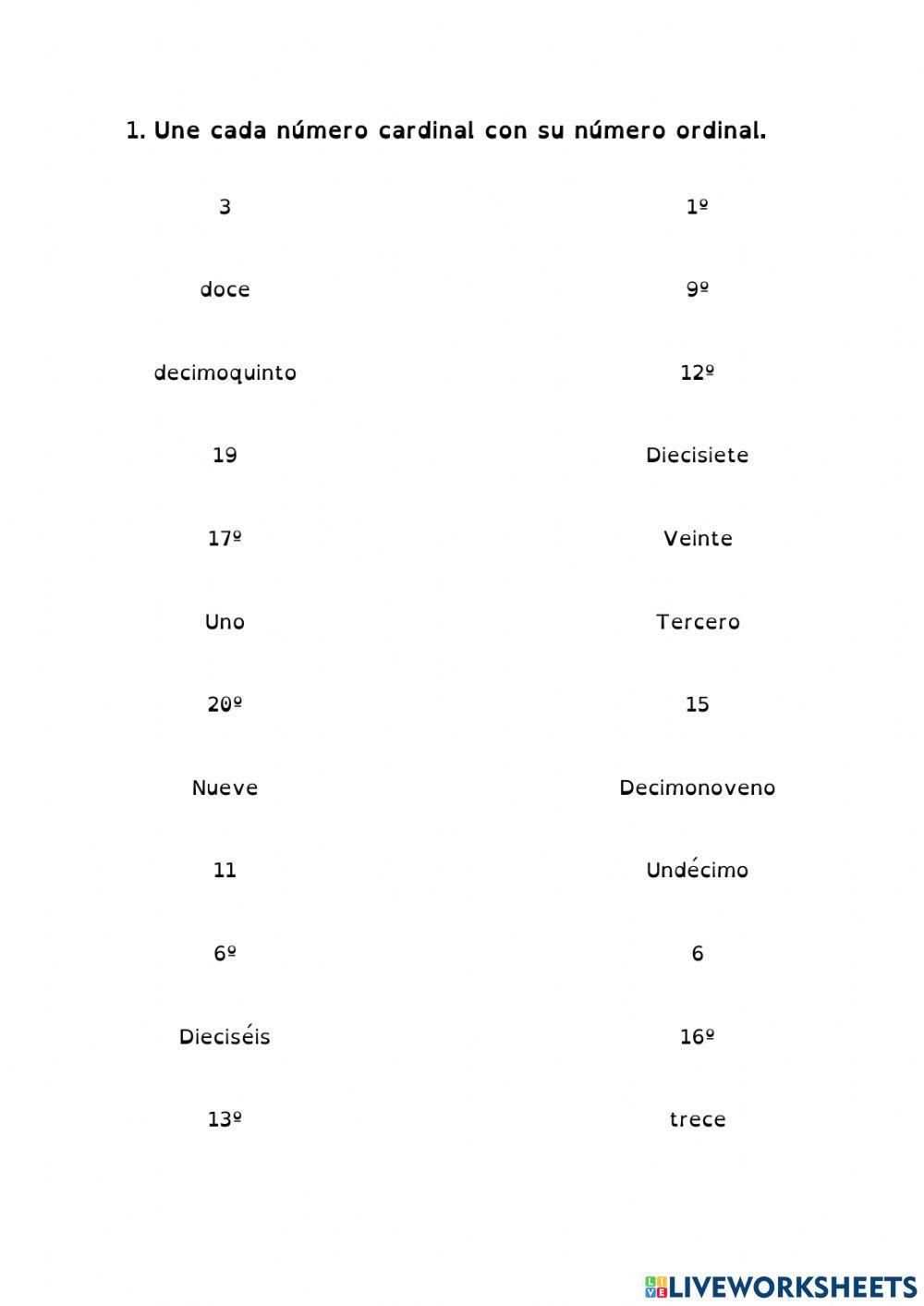 Números cardinales y ordinales