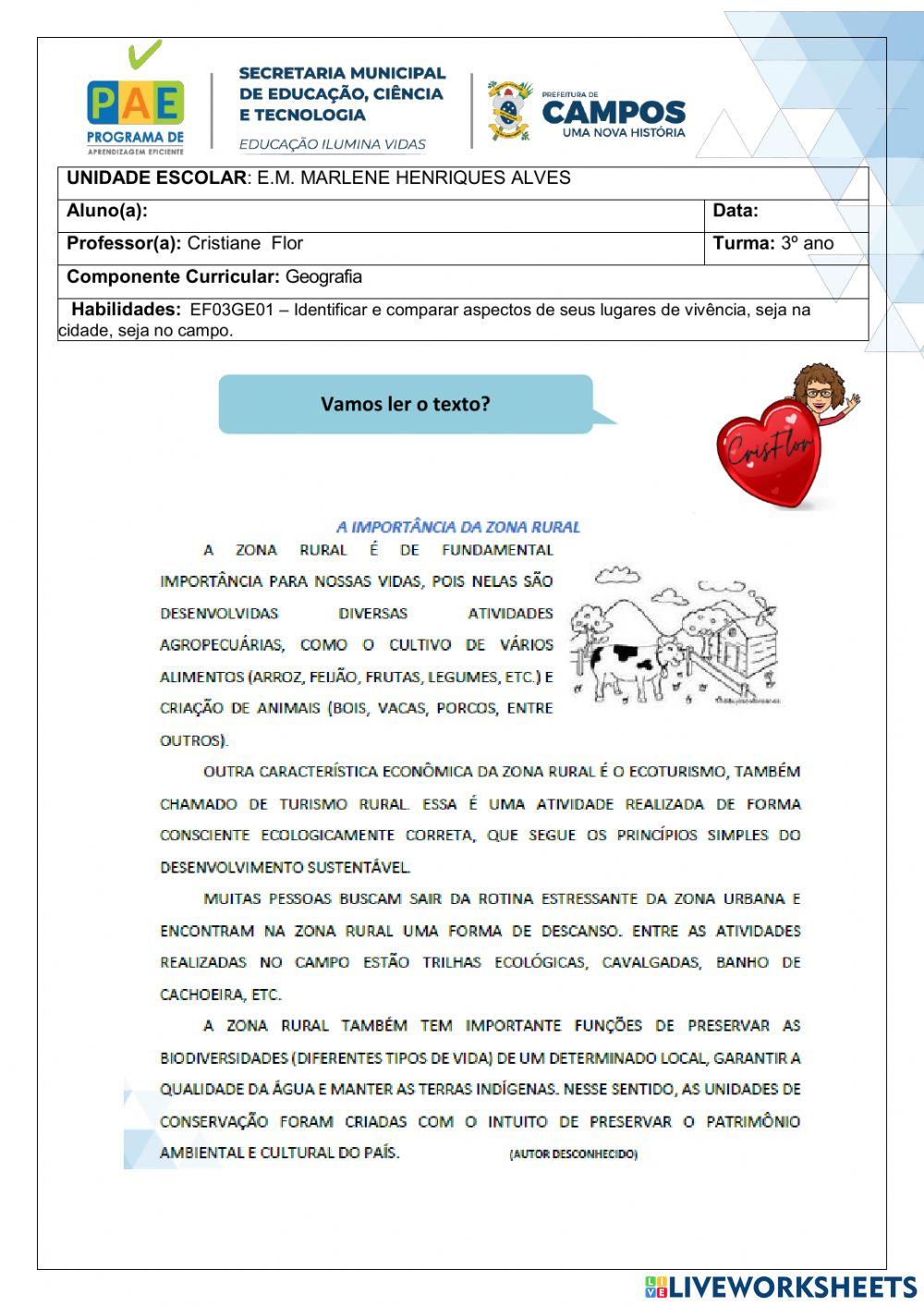 A importância da zona rural