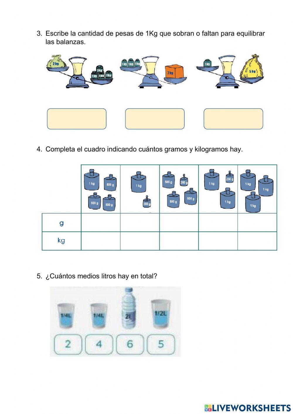 Unidades de medida de masa y capacidad