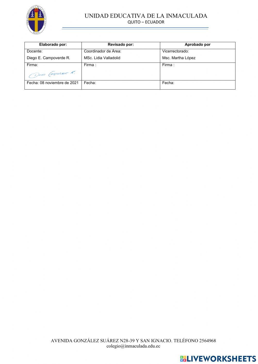 Evaluación alternativa 5to EGB