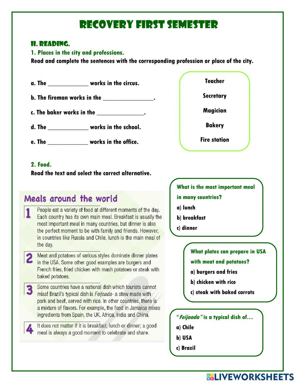 Recovery first semester 6°