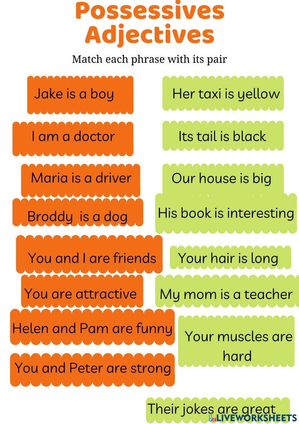 Possessives Adjectives online exercise | Live Worksheets