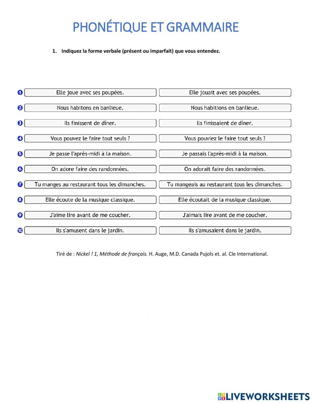 Phonétique : présent ou imparfait