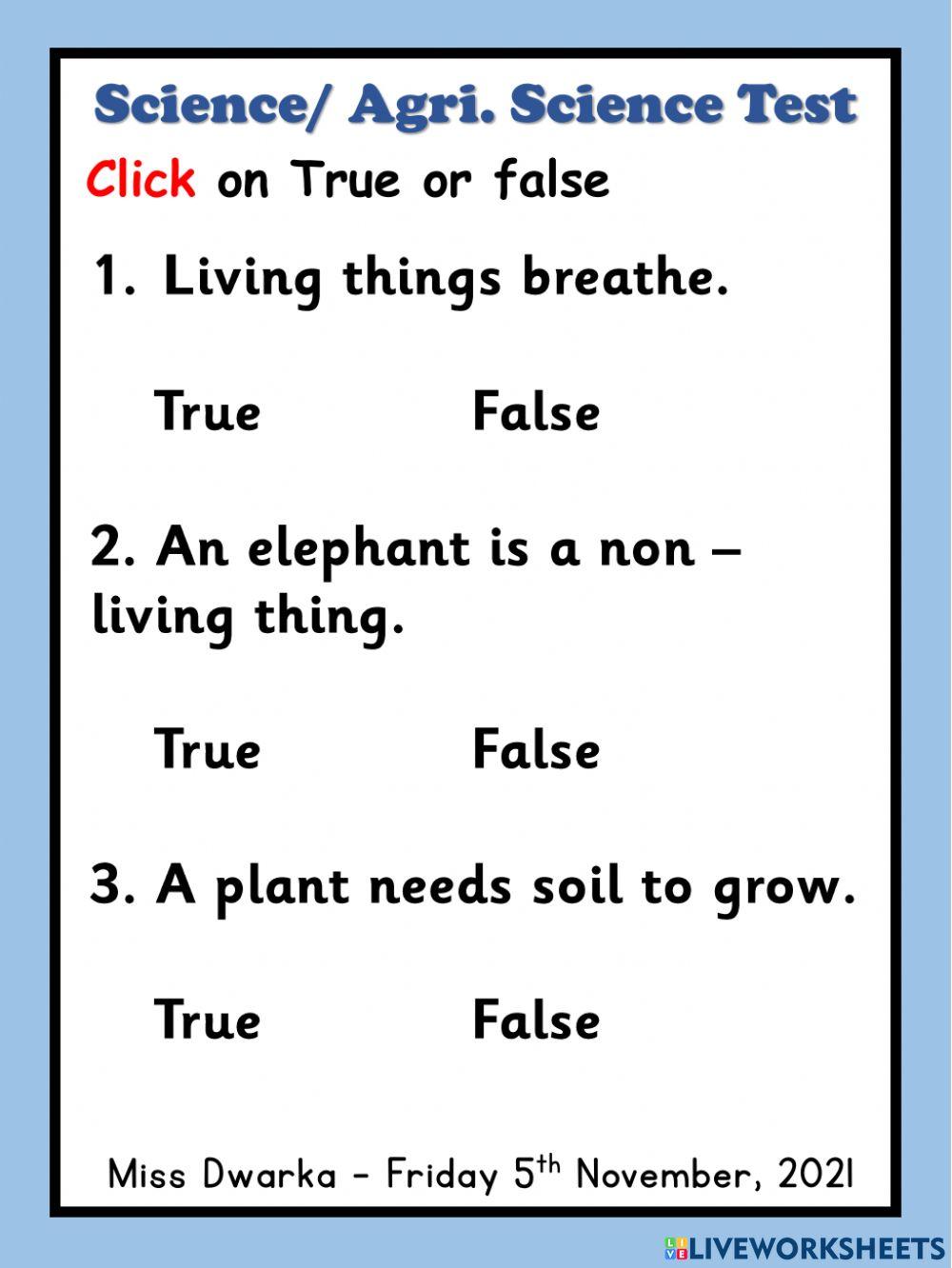 Agri. Science- Science Test
