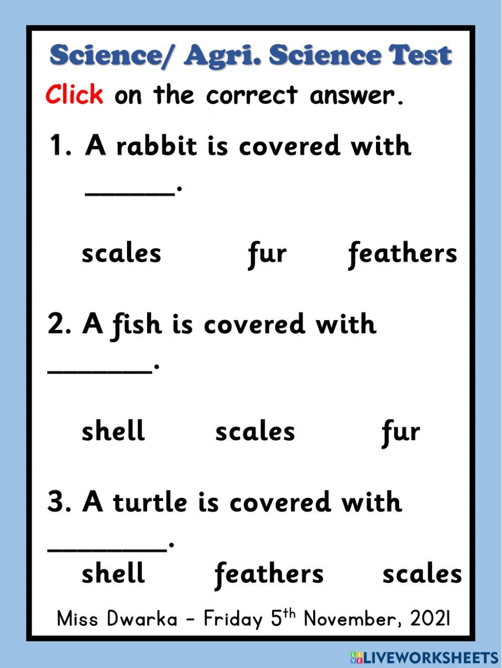 Agri. Science- Science Test