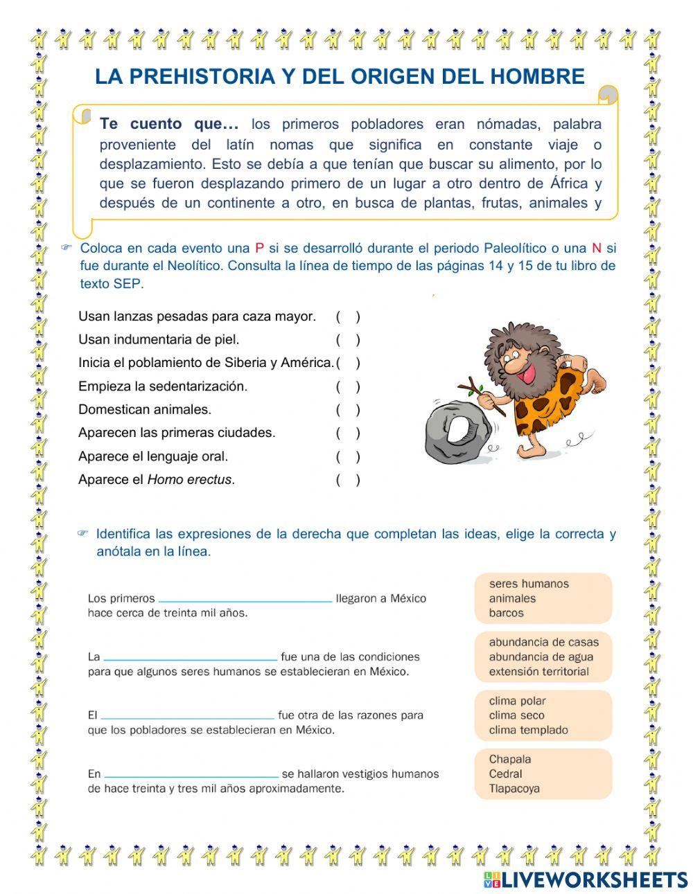 La prehistoria y del origen del hombre