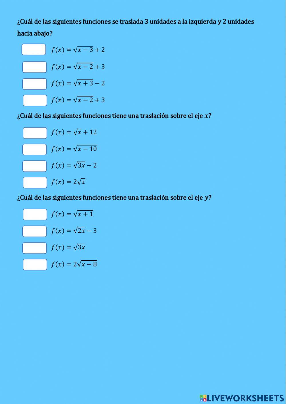 Función Raíz cuadrada