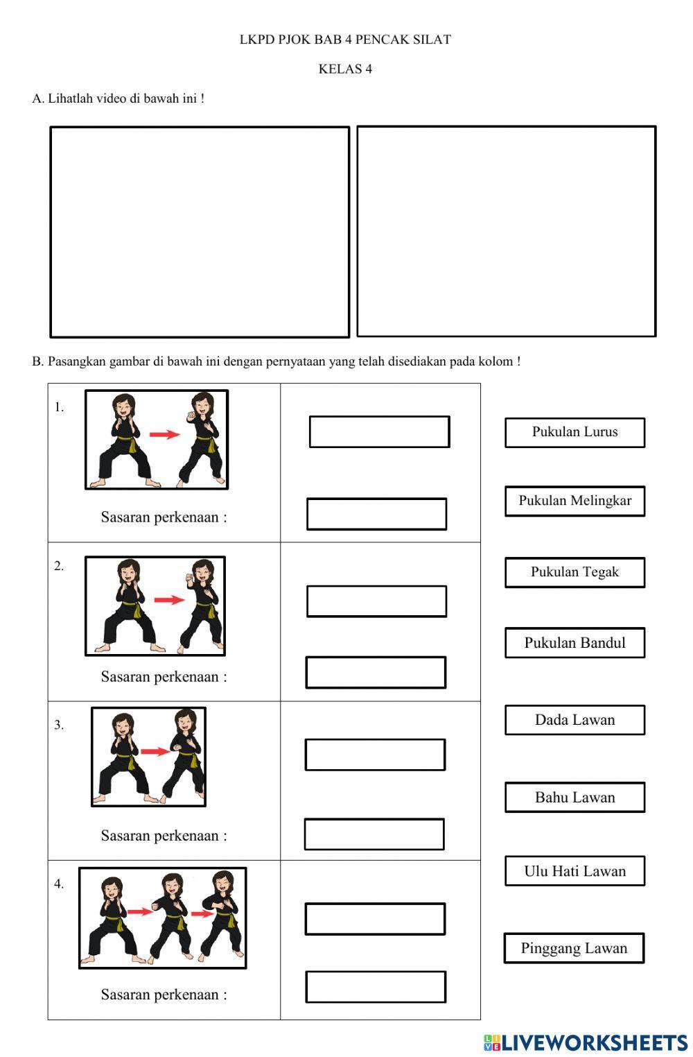 LKPD pukulan dan Tendangan Pencak Silat Kelas 4