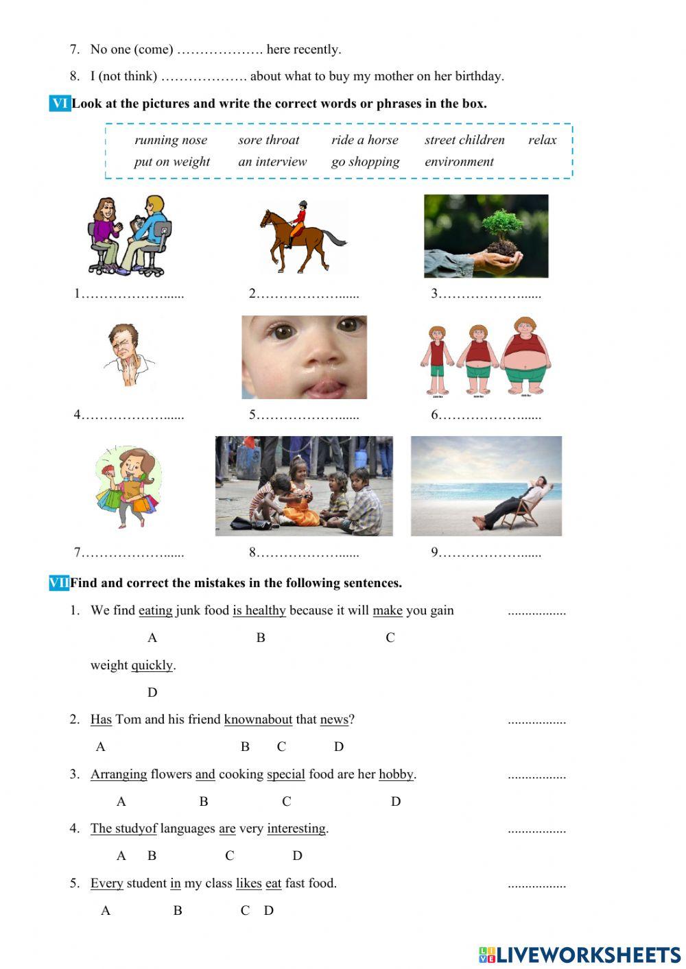 ENGLISH 7 Review 2 big4 vocabulary and grammar