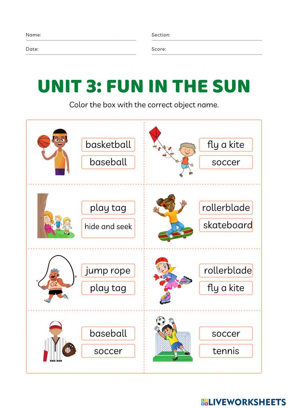 OW2- unit 3 Fun in the sun