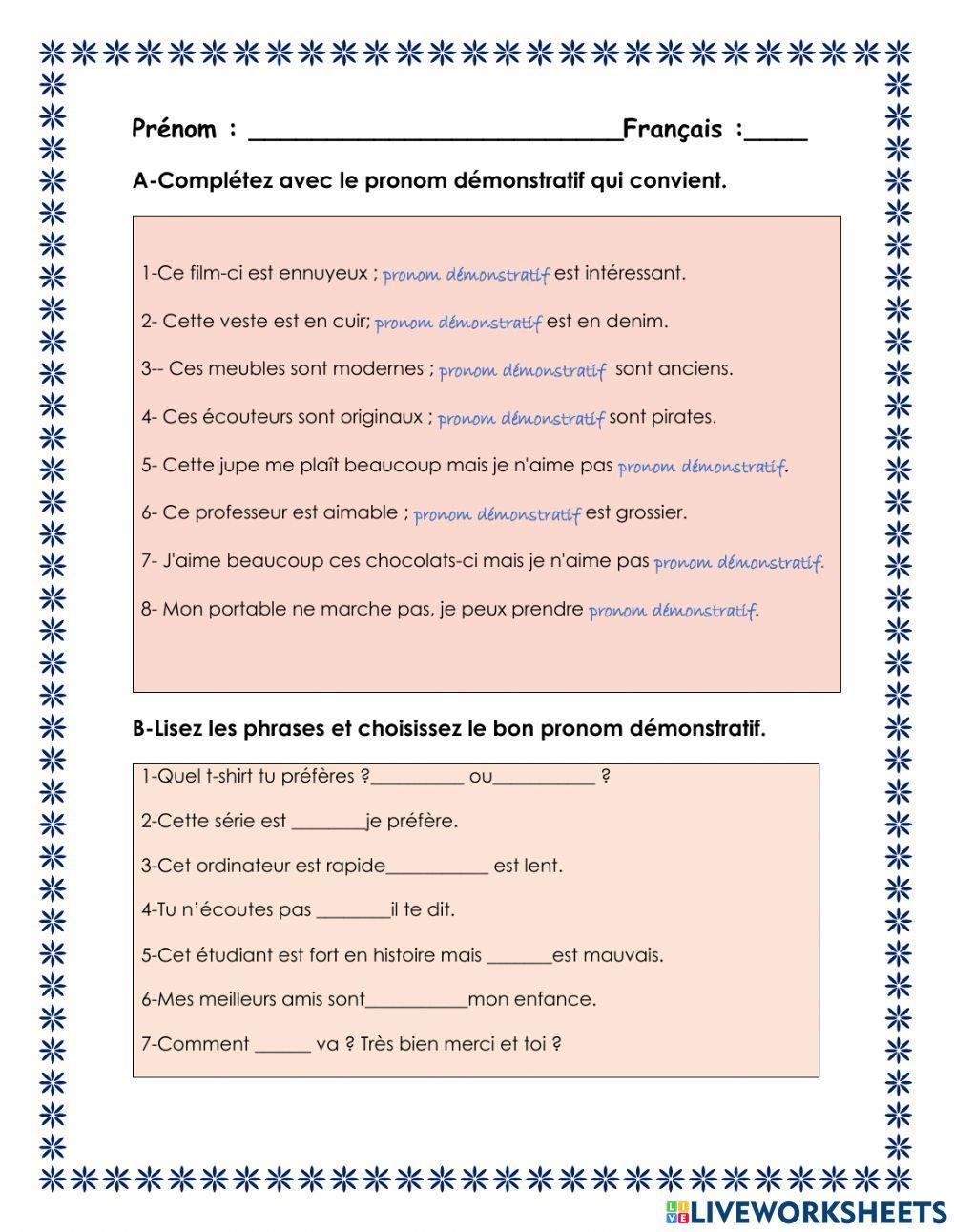 Les pronoms démonstratifs