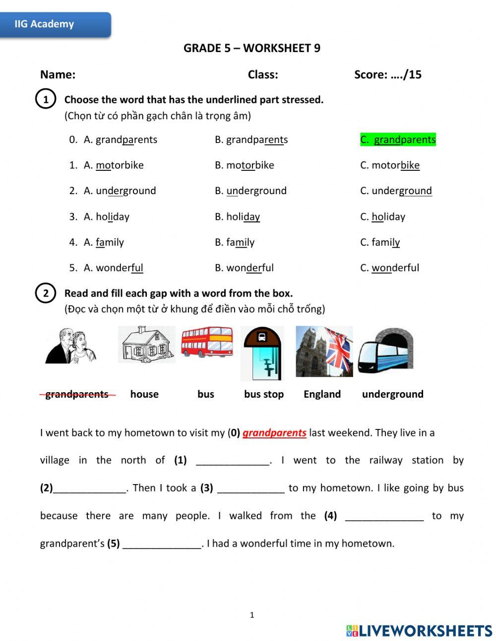 IIG-Grade 5-Worksheet 9