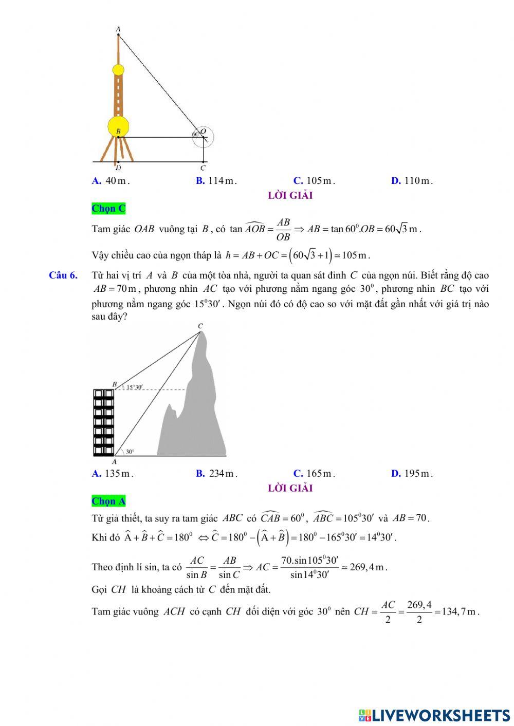 Phiếu học tập 2 - Định lý Sin (LG)