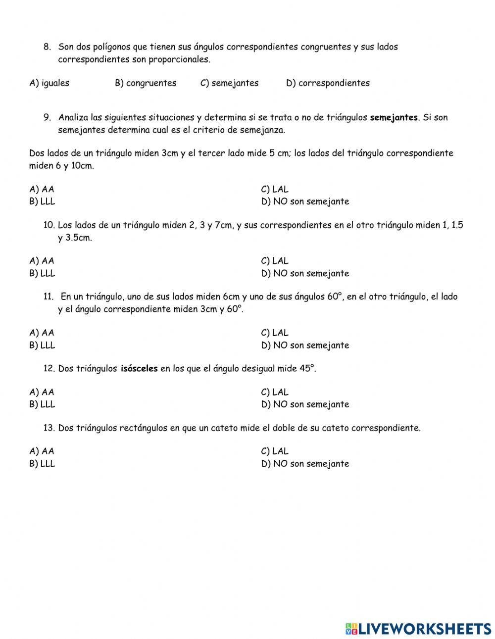 Criterios de congruencia y semejanzade triangulos