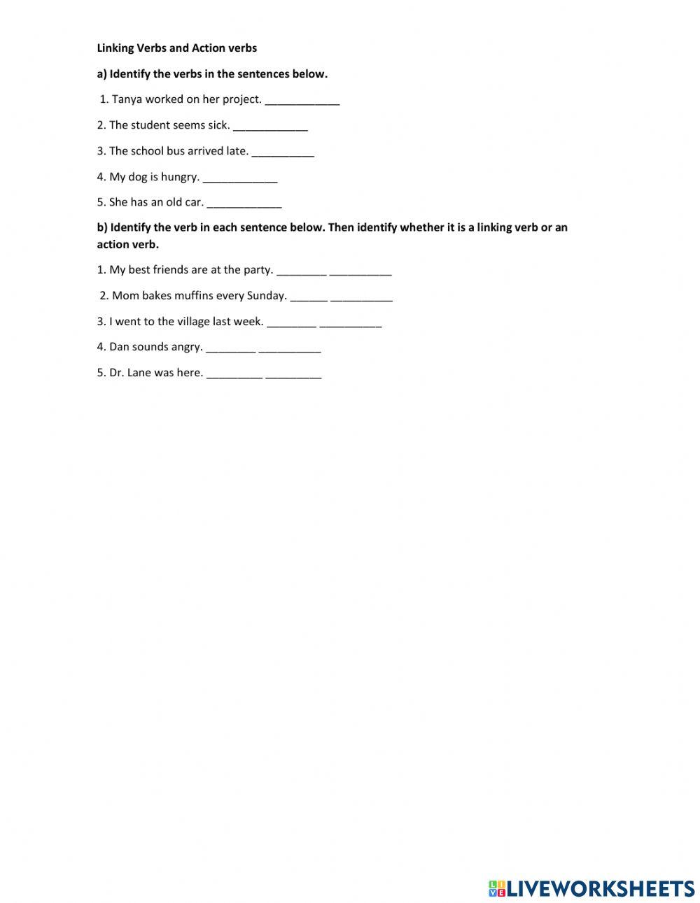 Linking and action verbs