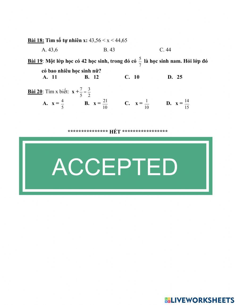 Luyện kiểm tra giữa kì 1 (số1)