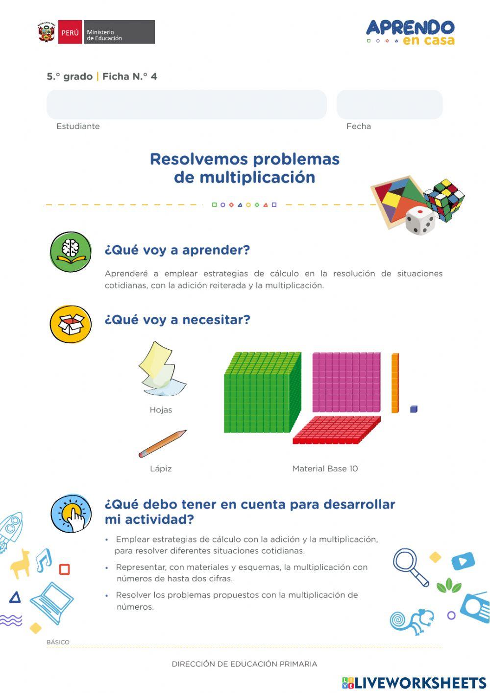 Ficha de refuerzo de 5 grado