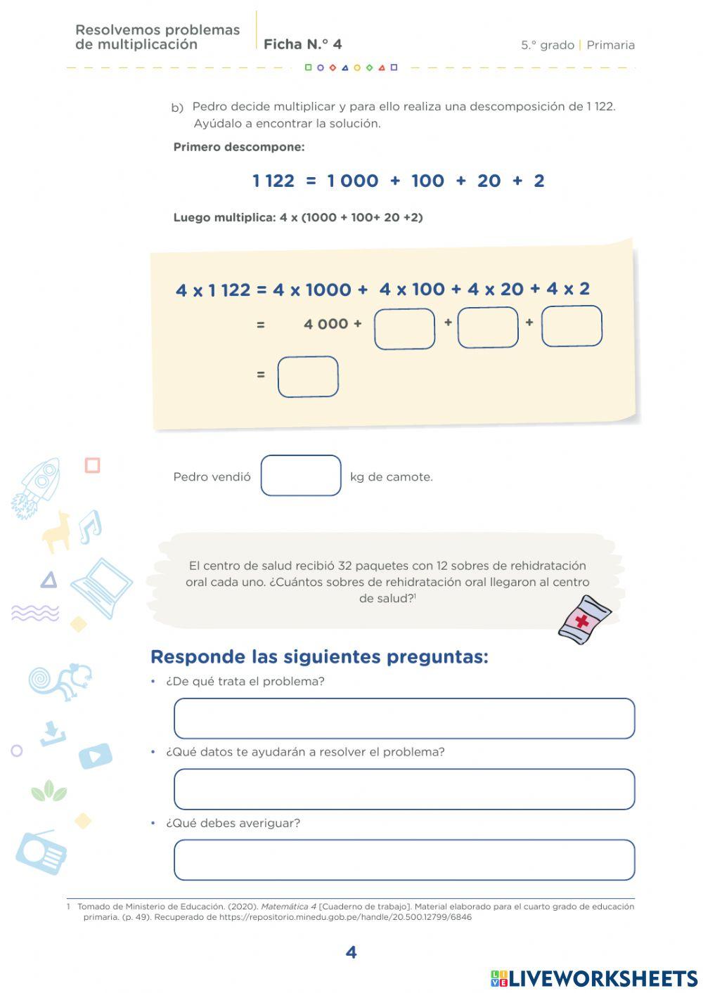 Ficha de refuerzo de 5 grado