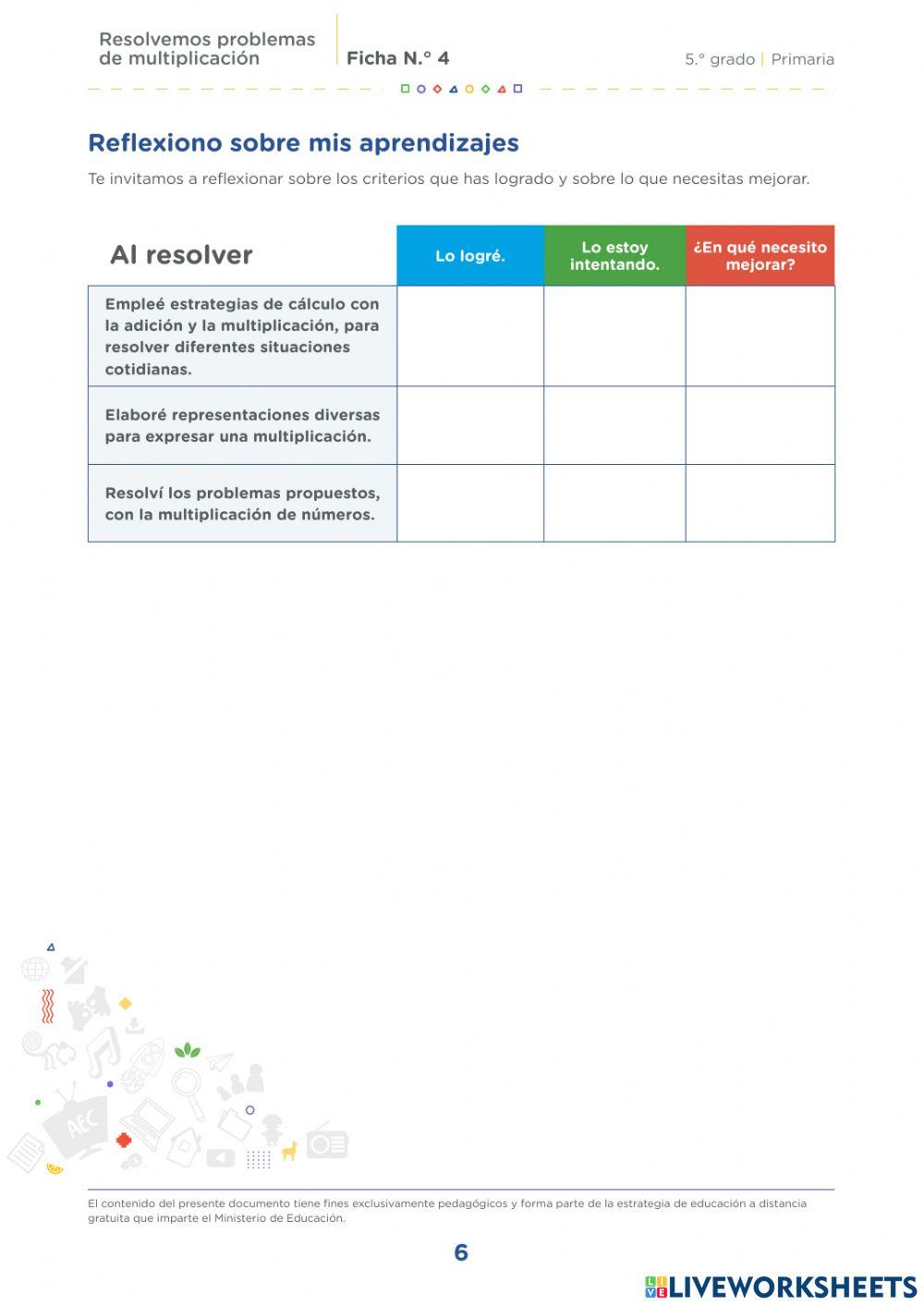 Ficha de refuerzo de 5 grado