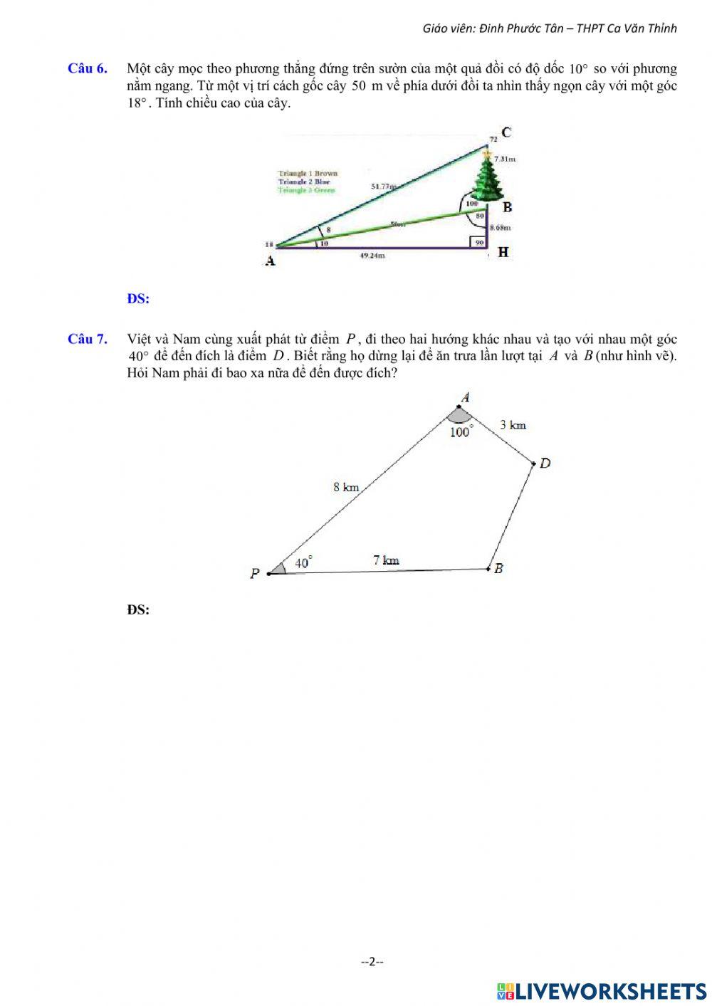 Bài tập định lý sin