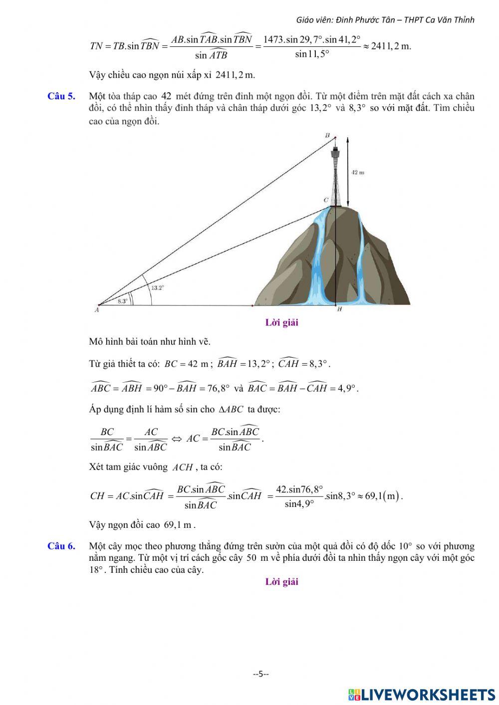 Bài tập định lý sin