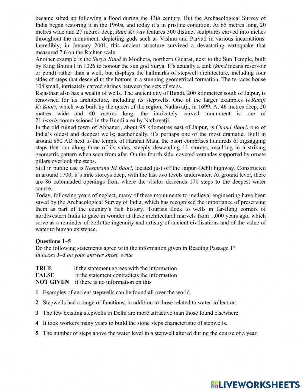 Mid term ielts reading test