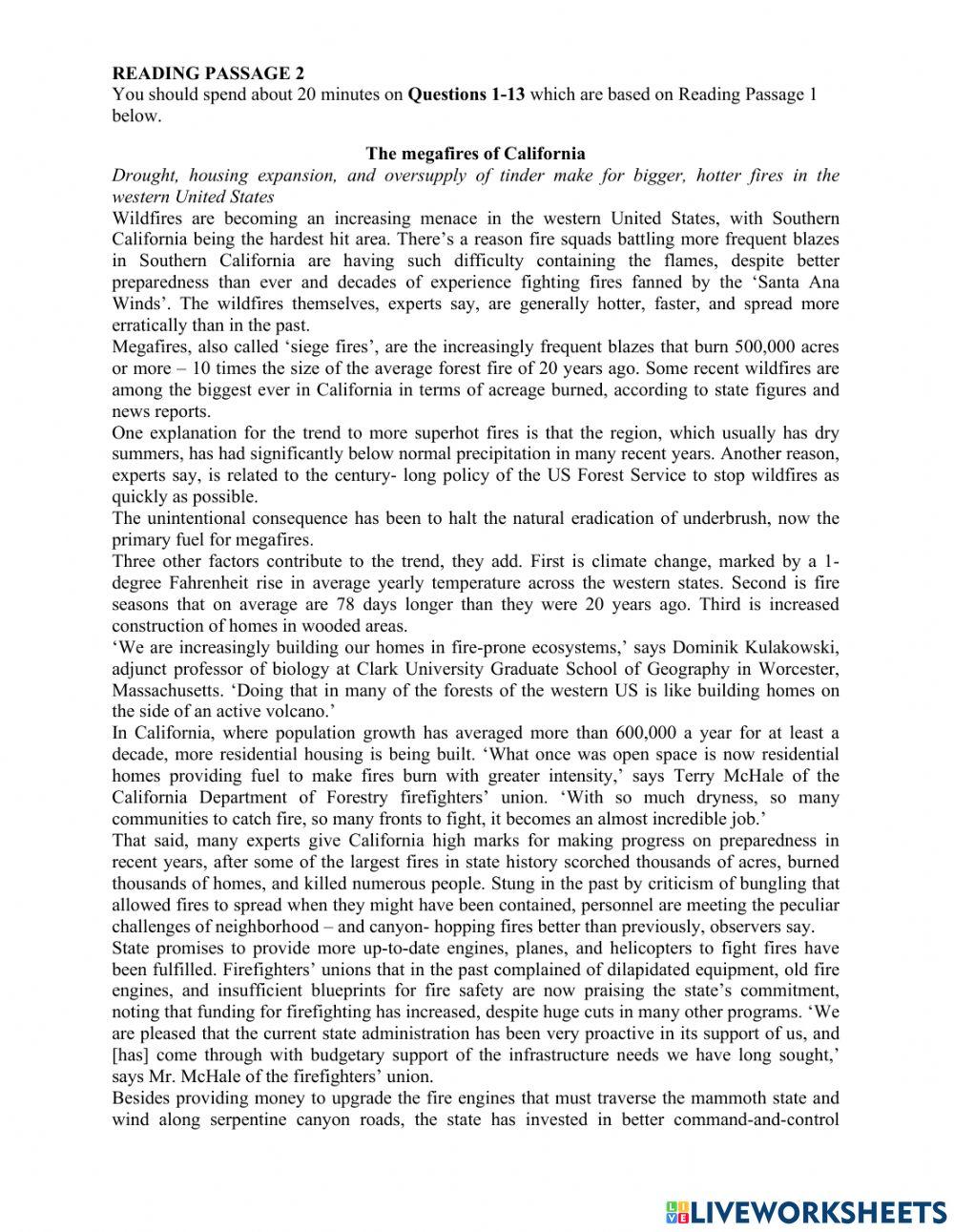 Mid term ielts reading test