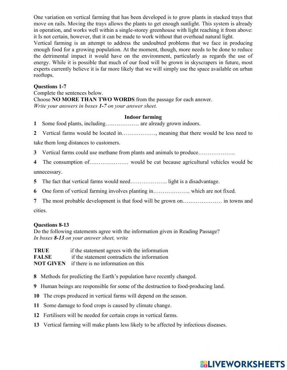 Mid term ielts reading test