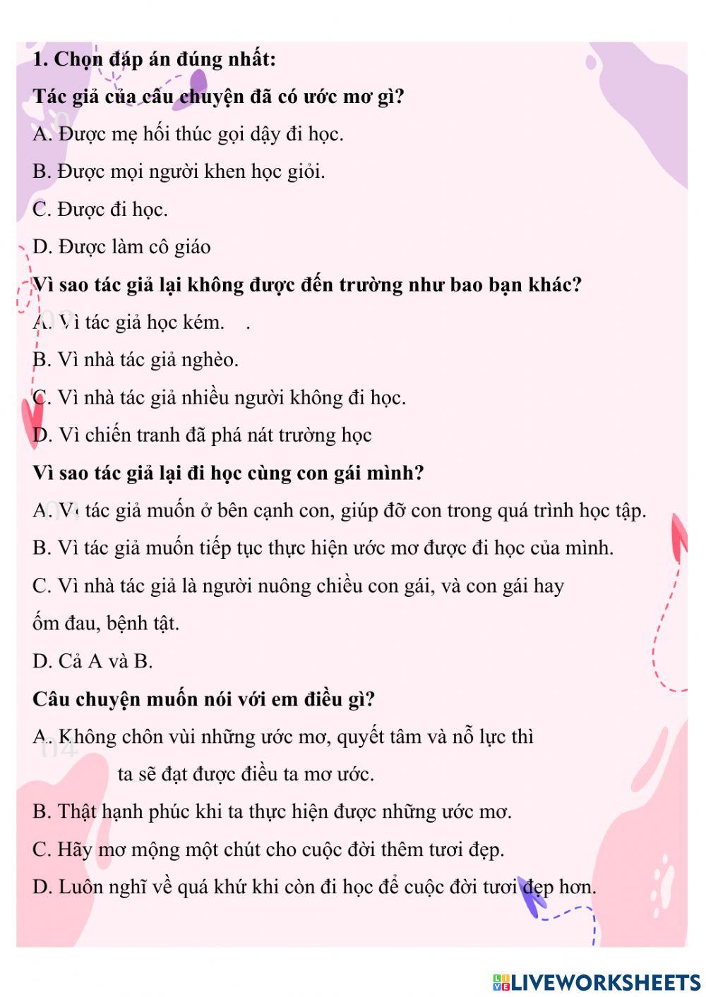 Ôn tập cuối tuần 9