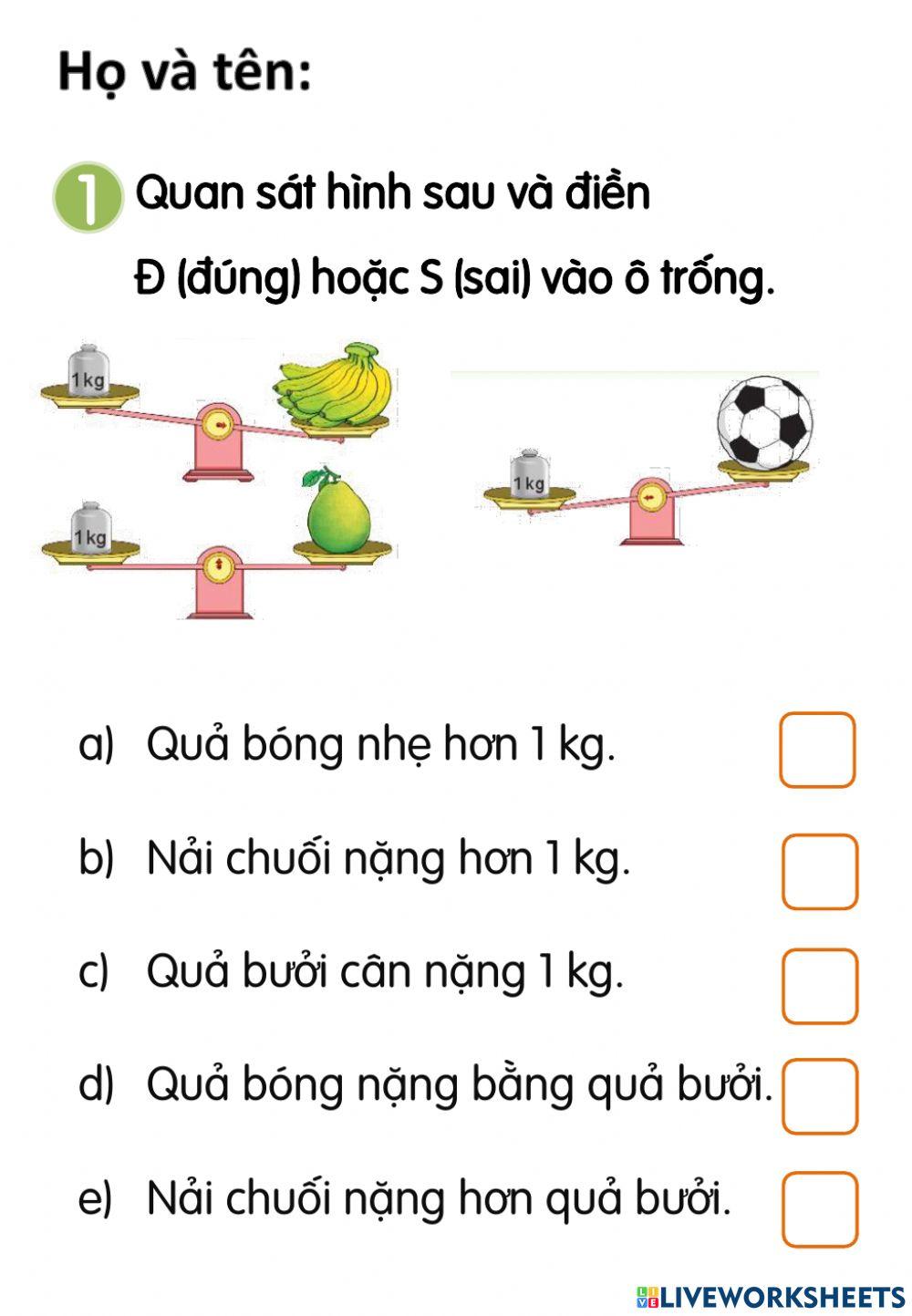 Bài toán về Ki-lô-gam