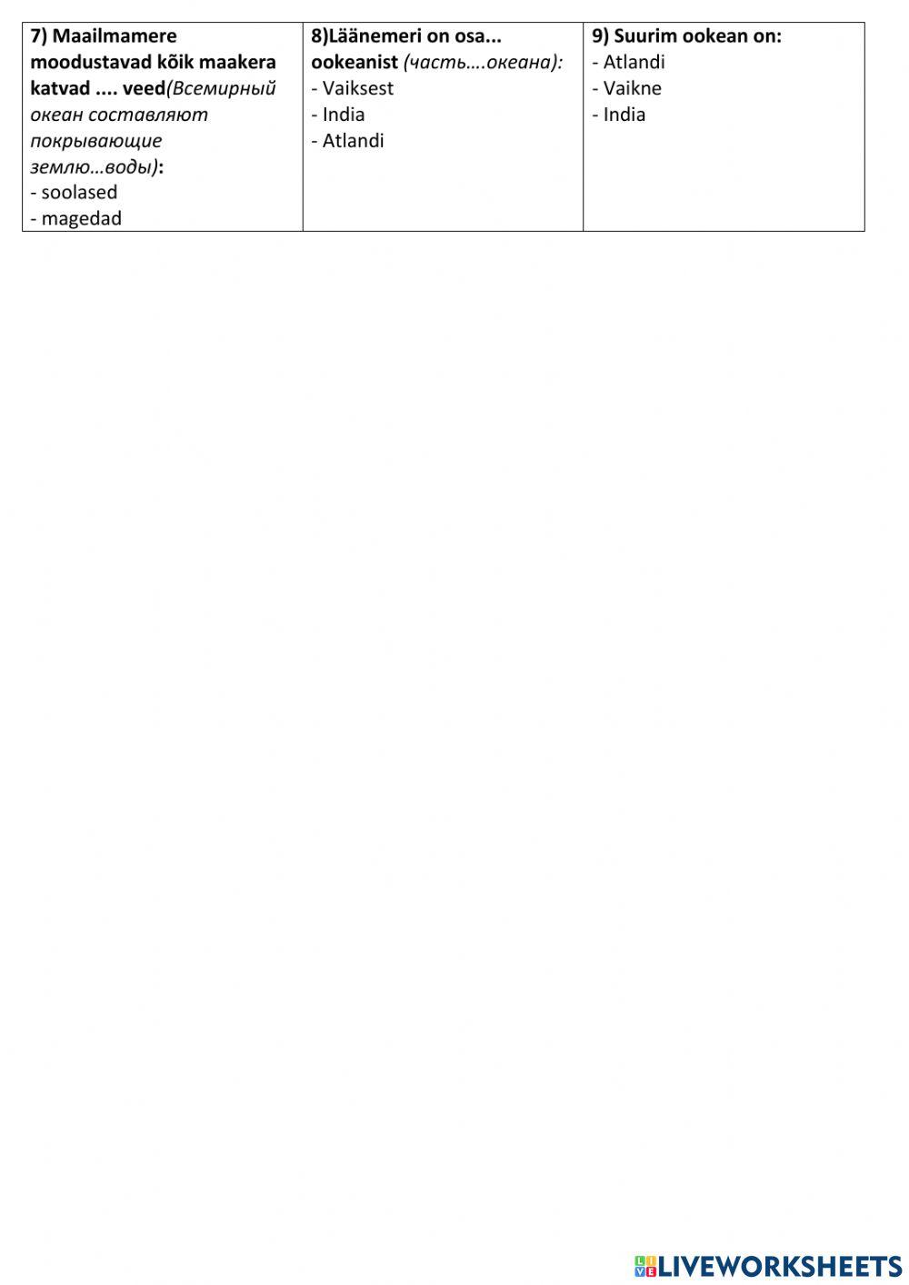 Mandrid ja maailmajaod, ookeanid -2