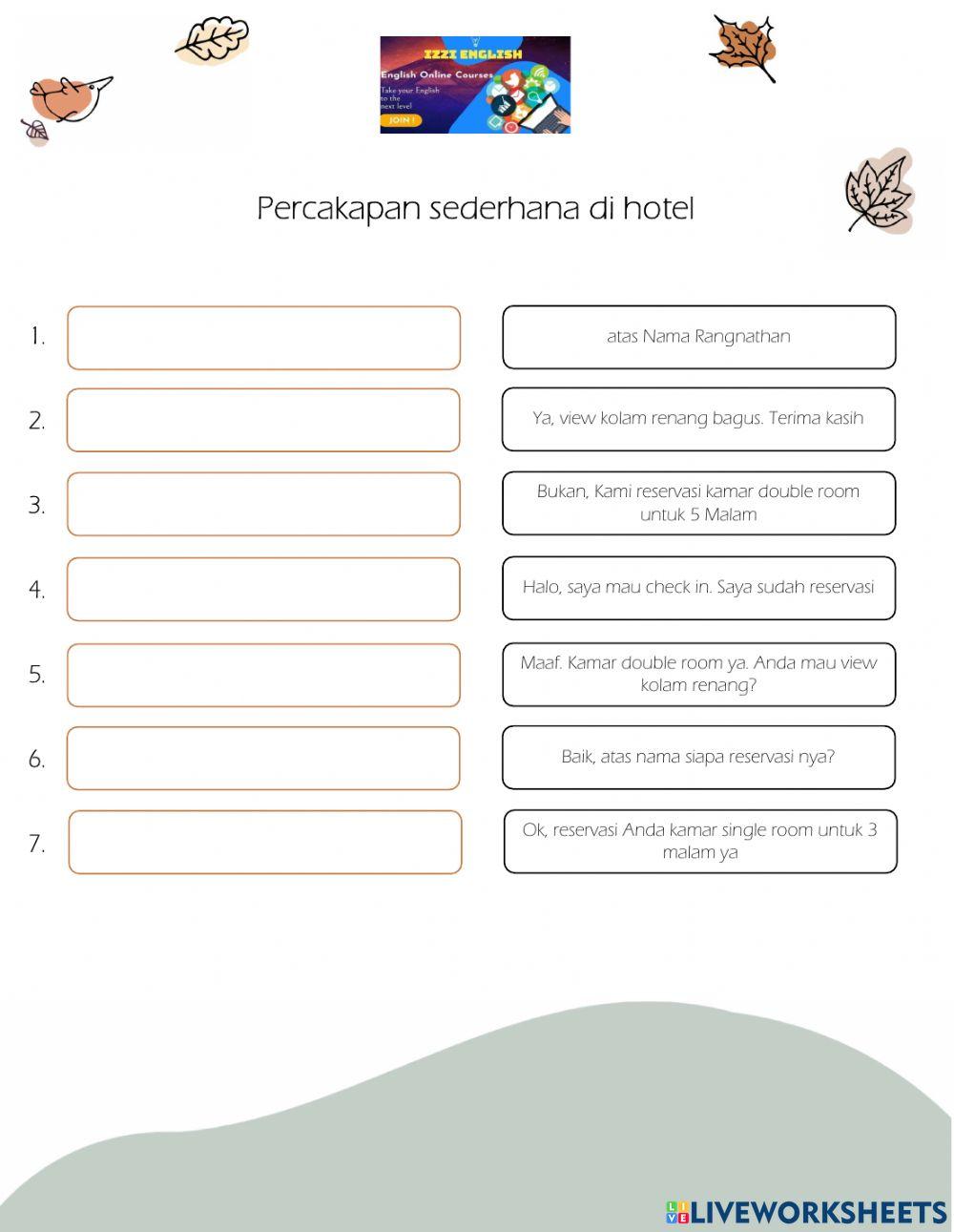 Percakapan sederhana di hotel