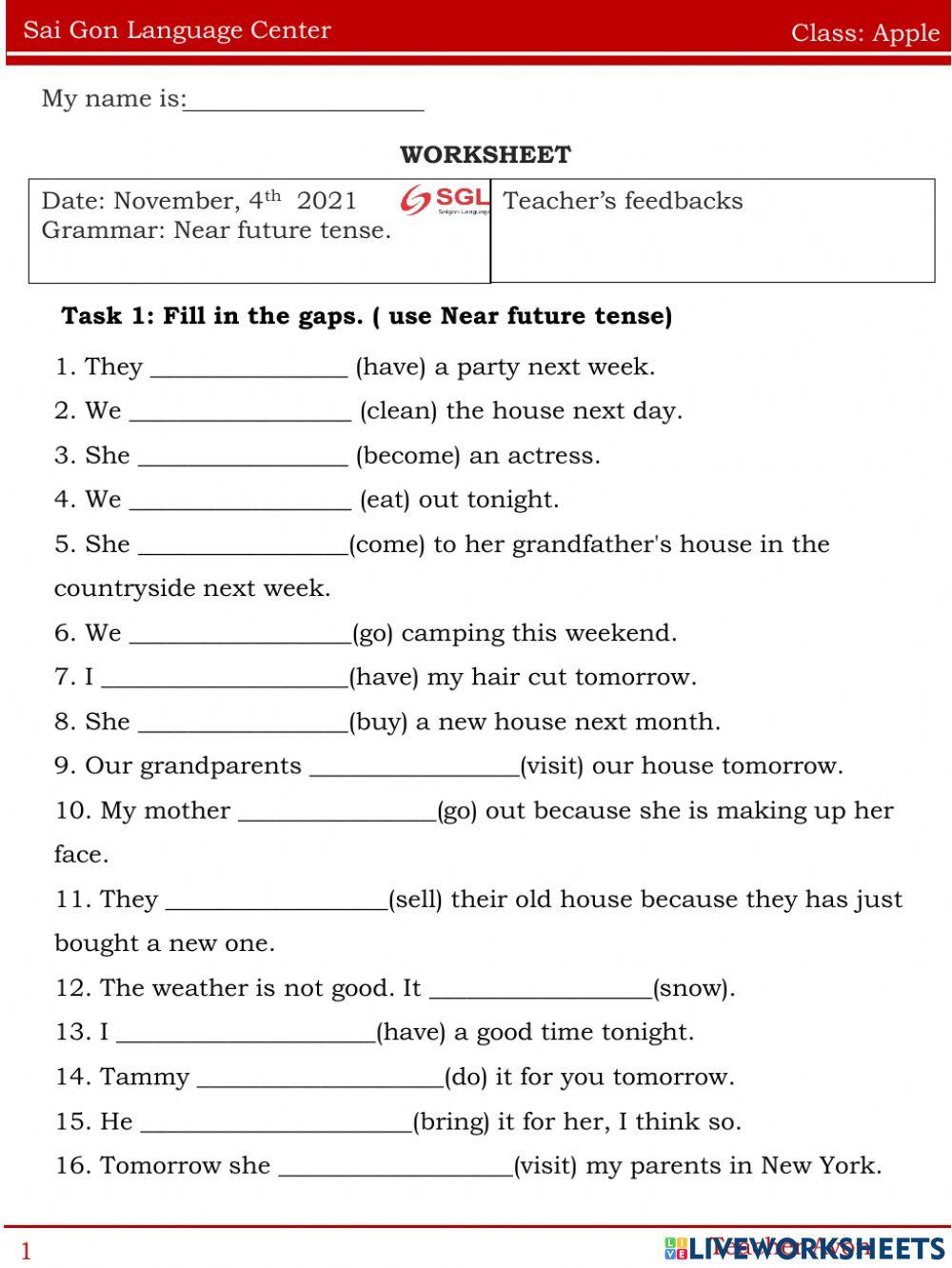 Worksheet apple