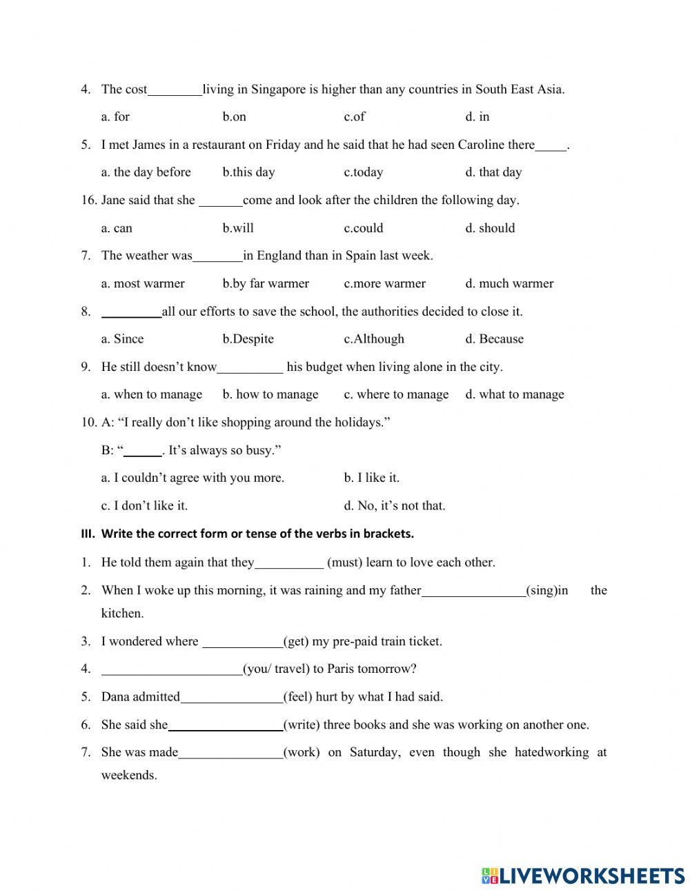 English 9 Review unit 1, 2, 3