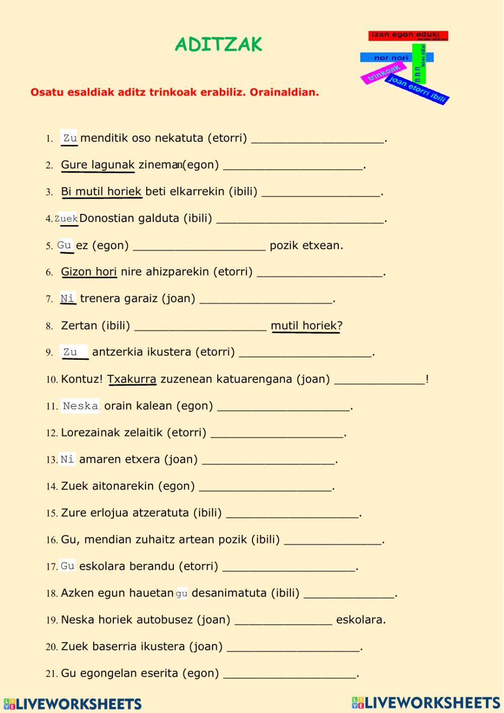 NOR aditz trinkoak 2
