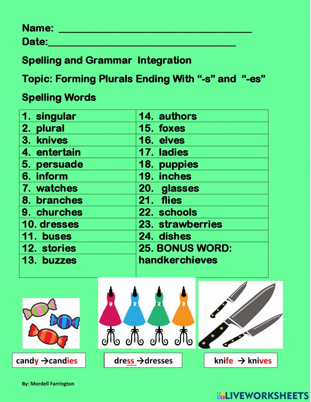 Forming Plurals Ending With “-s” and “-es” Forming Plurals Ending With “-s” and “-es”