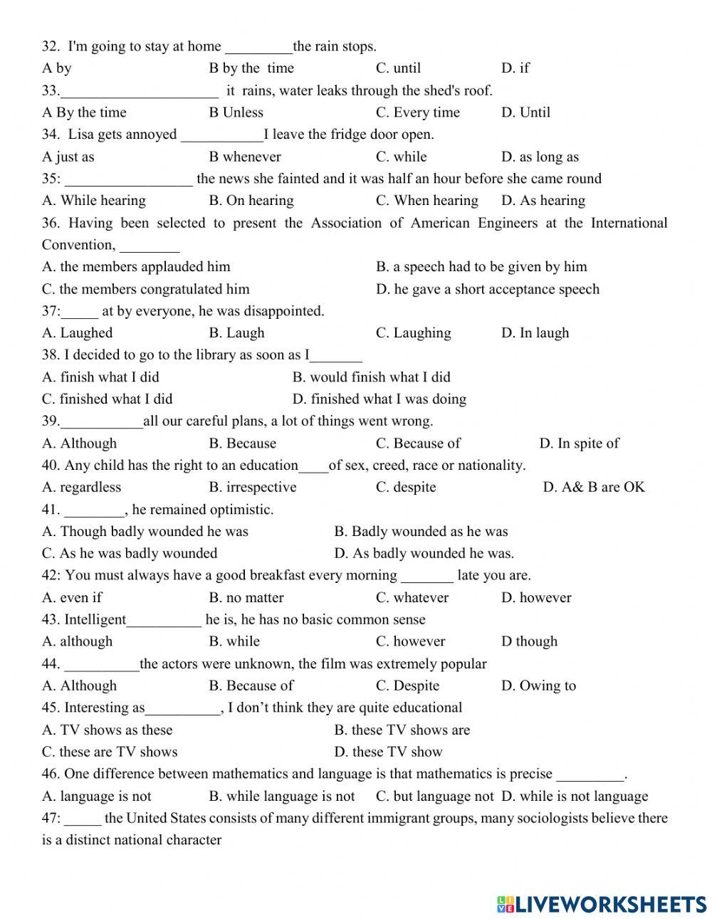Grade 12- Connectors (Cont)