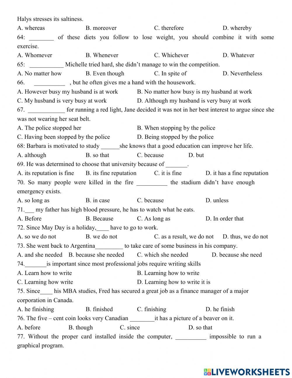 Grade 12- Connectors (Cont)