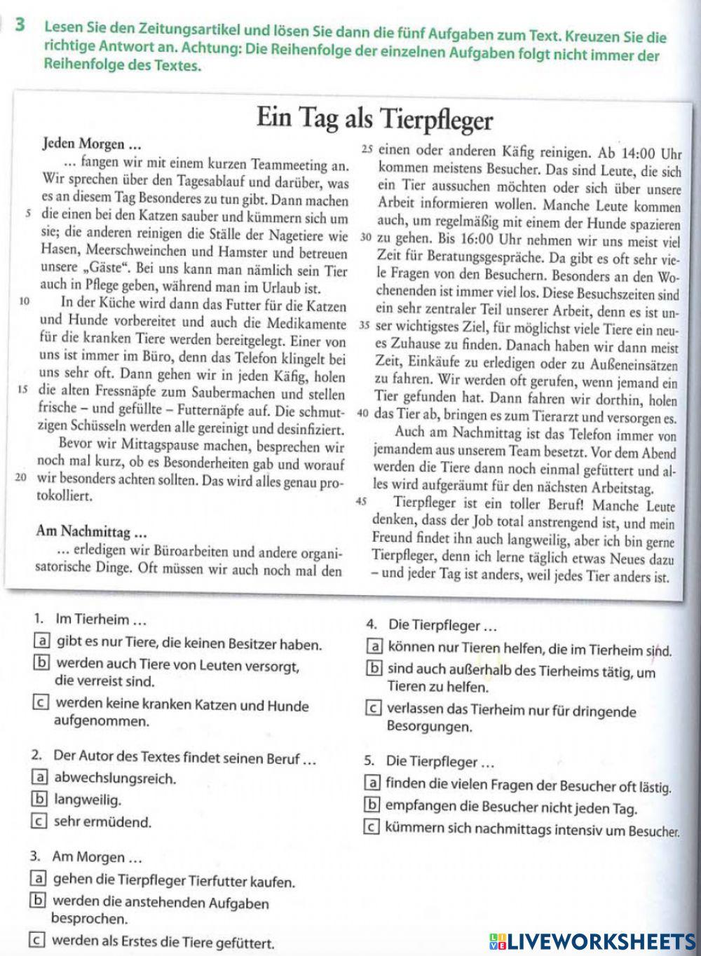 Ein Tag als Tierpfleger